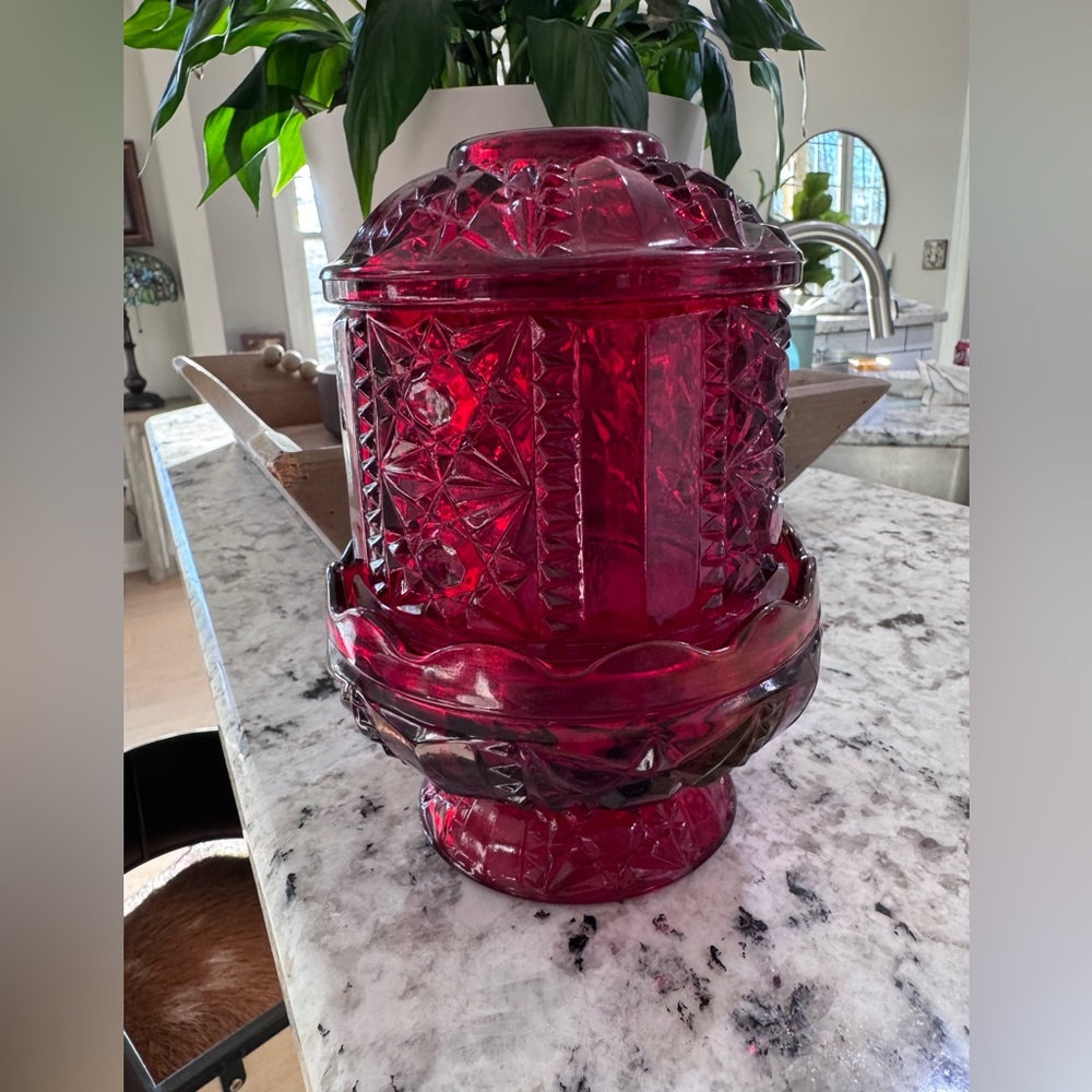 Indiana Glass Red Candle Holder